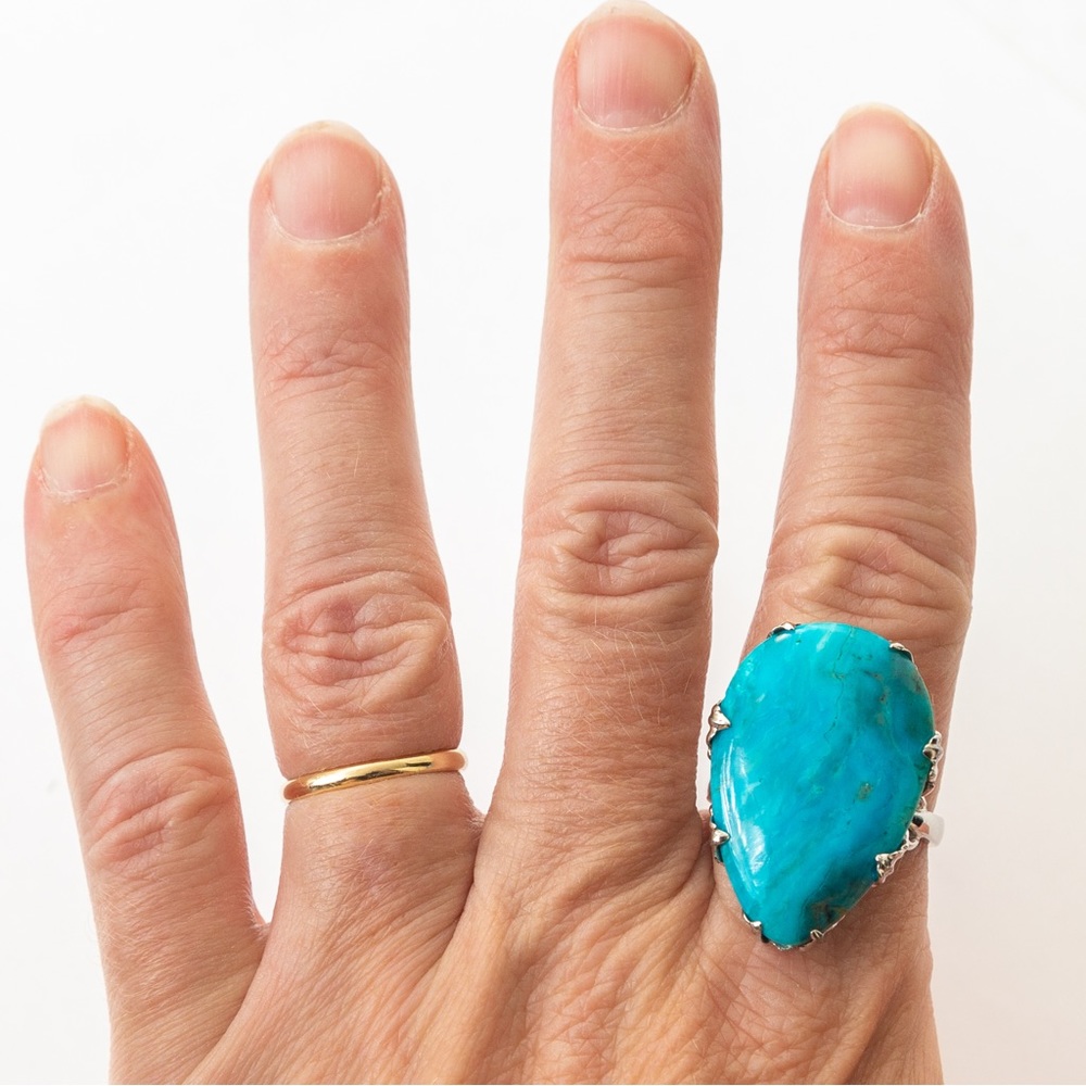 Rarities turquoise ring sterling silver Winter Ridge Leaf 10